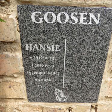 GOOSEN Hansie 1936-2015