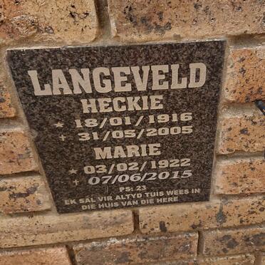 LANGEVELD Heckie 1916-2005 & Marie 19222-2015