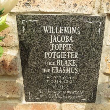 POTGIETER Willemina Jacoba formerly BLAKE nee ERASMUS 1927-2014