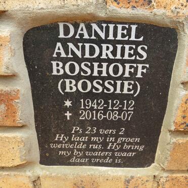 BOSHOFF Daniel Andries 1942-2016