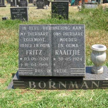 BORNMAN Fritz 1920-1988 &amp; Raaitjie 1924-