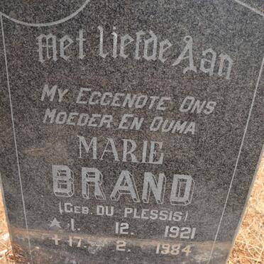 BRAND Marie nee DU PLESSIS 1921-1984