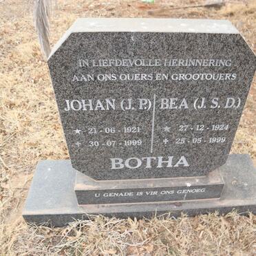 BOTHA J.P. 1921-1999 & J.S.D. 1924-1999
