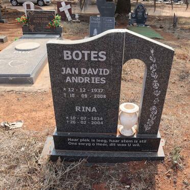 BOTES Jan David Andries 1937-2008 & Rina 1934-2004