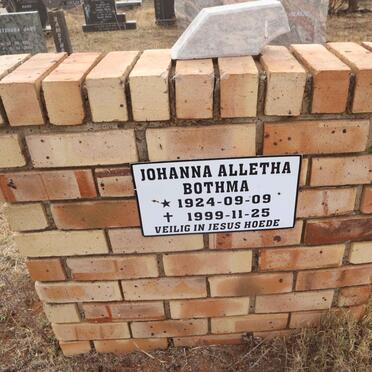 BOTHMA Johanna Alletha 1924-1999