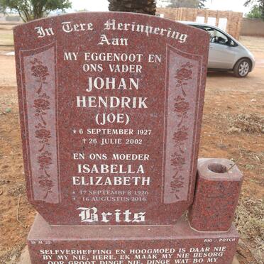 BRITS Johan Hendrik 1927-2002 & Isabella Elizabeth 1926-2016