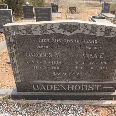 BADENHORST Jacobus M. 1894-1981 & Anna E. 1901-1985