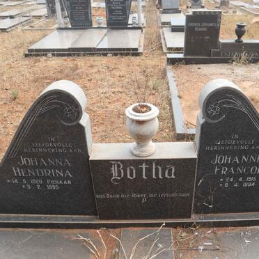 BOTHA Johannes Francois 1915-1984 & Johanna Hendrina PIENAAR 1920-1995