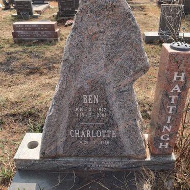 HATTINGH Ben 1942-2003 & Charlotte 1950-