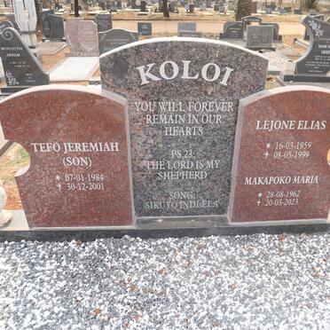 KOLOI Lejone Elias 1959-1999 & Makapoko Maria 1962-2023 :: KOLOI Tefo Jeremiah 1984-2001