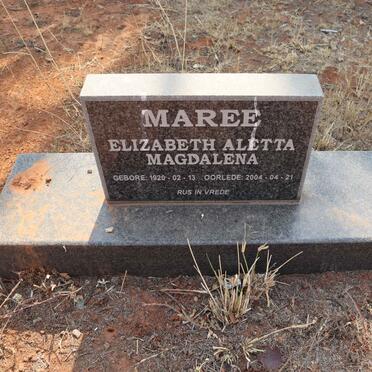 MAREE Elizabeth Aletta Magdalena 1920-2004