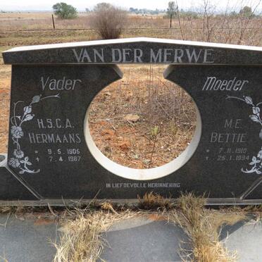 MERWE H.S.C.A., van der 1905-1987 & M.E. 1910-1994