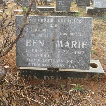 MERWE Ben, van der 1933-1999 & Marie 1952-