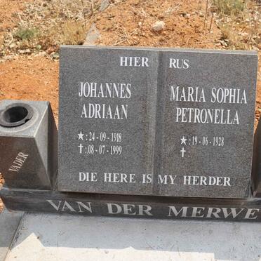 MERWE Johannes Adriaan, van der 1918-1999 & Maria Sophia Petronella 1928-