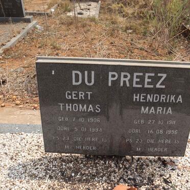 PREEZ Gert Thomas, du 1906-1994 & Hendrika Maria 1911-1996