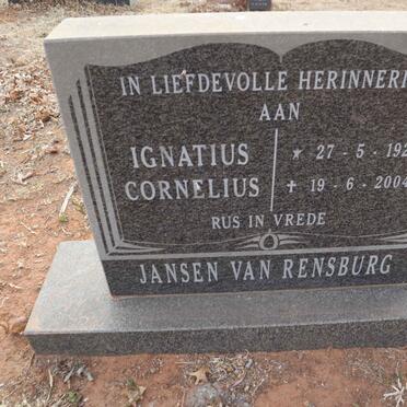RENSBURG Ignatius Cornelius, Jansen van 1924-2004