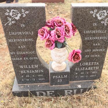RU Willem Benjamin, de 1951-2004 & Loretta Elizabeth 1953-2017