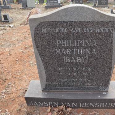 RENSBURG Philipina Marthina, Jansen van 1955-1993