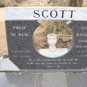 SCOTT Philip de Waal 1931-2015 & Susara Magdalena Jacomina ERASMUS 1937-1997