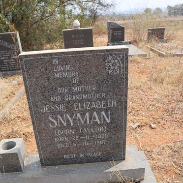 SNYMAN Jessie Elizabeth nee TAYLOR 1905-1987