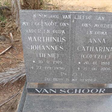 SCHOOR Marthinus Johannes, van 1915-1996 & Anna Catharina COETZEE 1914-2006