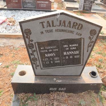 TALJAARD Koos 1922-1999 & Hannah 1932-