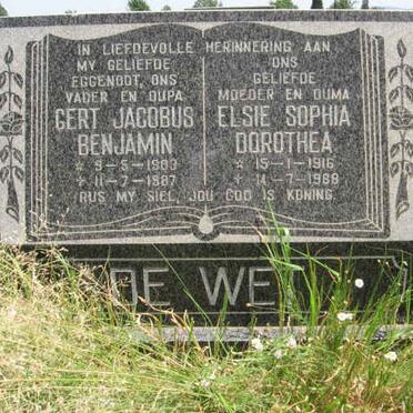 WET Gert Jacobus Benjamin, de 1903-1987 &amp; Elsie Sophia Dorothea 1916-1988