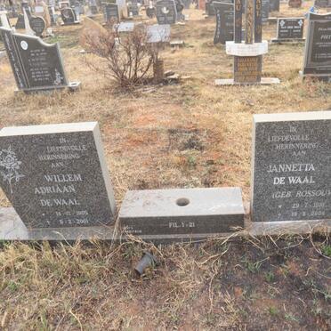 WAAL Willem Adriaan, de 1905-2001 & Jannetta ROSSOUW 1919-2004
