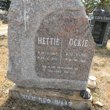 WALT Ockie, van der 1922-2013 & Hettie 1922-2003