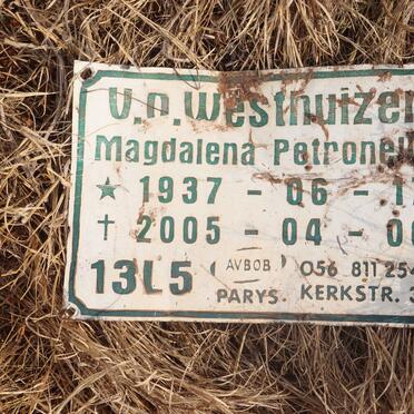 WESTHUIZEN Magdalena Petronella, v.d. 1937-2005