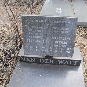 WALT Hendrik Stephanus, van der 1917-1983 & Magdalena Cecilia WENTZEL 1920-1997