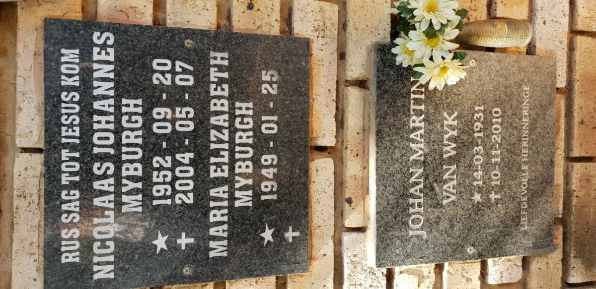 MYBURGH Nicolaas Johannes 1952-2004 &amp; Maria Elizabeth 1949- :: VAN WYK Johan Martin 1931-2010