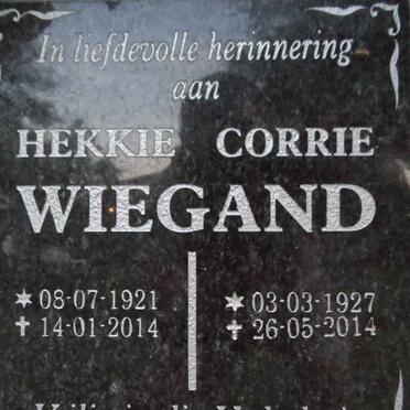 WIEGAND Hekkie 1921-2014 &amp; Corrie 1927-2014