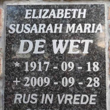 WET Elizabeth Susarah Maria , de 1917-2009