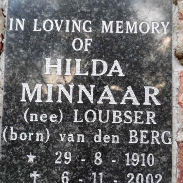 MINNAAR Hilda formerly LOUBSER nee VAN DEN BERG 1910-2002