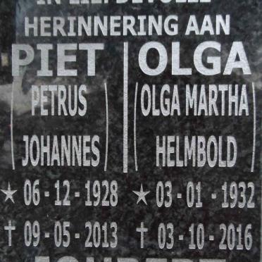 JOUBERT Piet Petrus Johannes 1928-2013 &amp; Olga Martha Helmbold 1932-2016