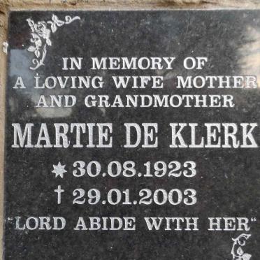 KLERK Martie, de 1923-2003