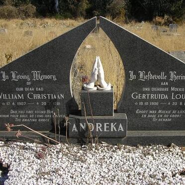 ANDREKA William Christiaan 1907-1981 &amp; Gertruida Louisa 1906-1961