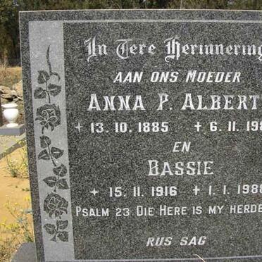 ALBERTS Anna P. 1885-1982 :: ALBERTS Bassie 1916-1988