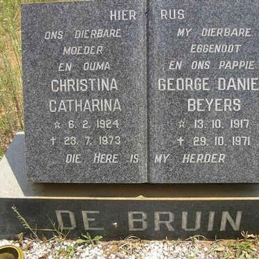 BRUIN George Daniel Beyers, de 1917-1971 &amp; Christina Catharina 1924-1973