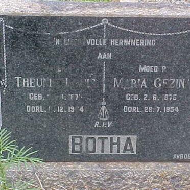 BOTHA Theunis Louis 1871-1954 &amp; Maria Gezina 1875-1954