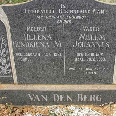 BERG Willem Johannes,van den 1912-1963 &amp; Helena Hendriena M. JORDAAN 1921-