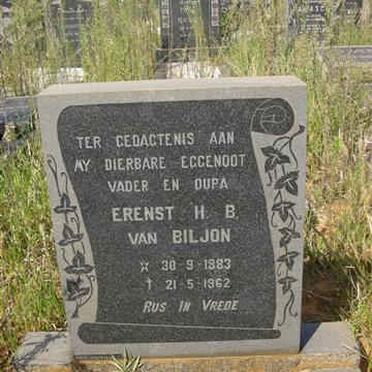 BILJON Erenst H.B., van 1883-1962