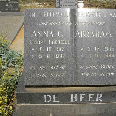 BEER Abraham P., de 1905-1988 &amp; Anna C. COETZEE 1913-1987