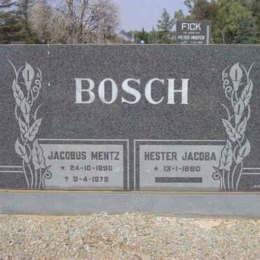 BOSCH Jacobus Mentz 1890-1978 &amp; Hester Jacoba 1890-
