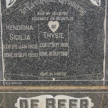 BEER Hendrina Sicilia, de 1909-1950 :: DE BEER Thysie 1950-1950