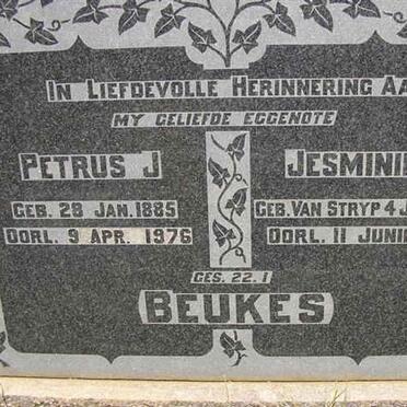 BEUKES Petrus J. 1885-1976 &amp; Jesminim O. VAN STRYP 1884-1965