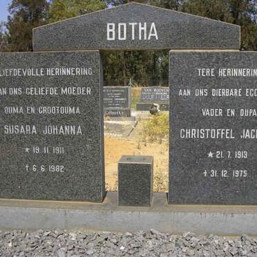 BOTHA Christoffel Jacobus 1919-1975 &amp; Susara Johanna 1911-1982