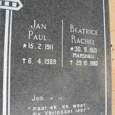 BARNARD Jan Paul 1911-1989 &amp; Beatrice Rachel MARSHALL 1921-1980
