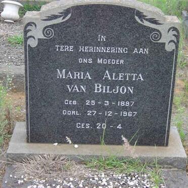 BILJON Maria Aletta, van 1897-1967
